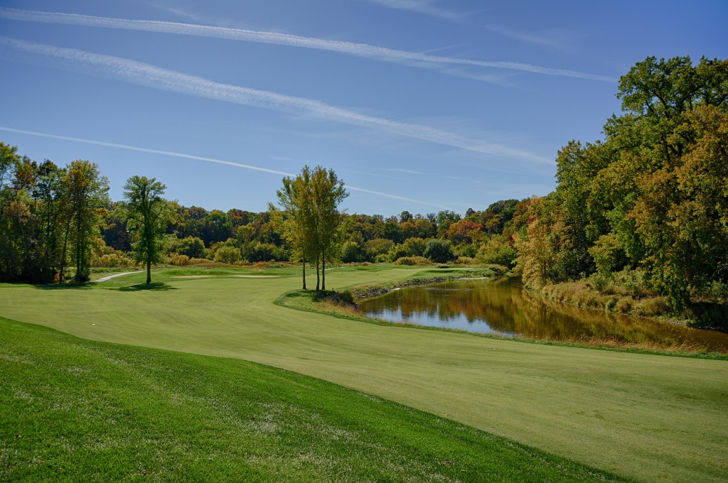 The approach shot on #11 on the River Course at Blackwolf Run