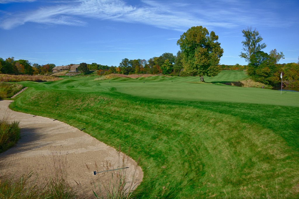 Looking back on hole 16 on the River Course at Blackwolf Run in Kohler, Wisconsin.