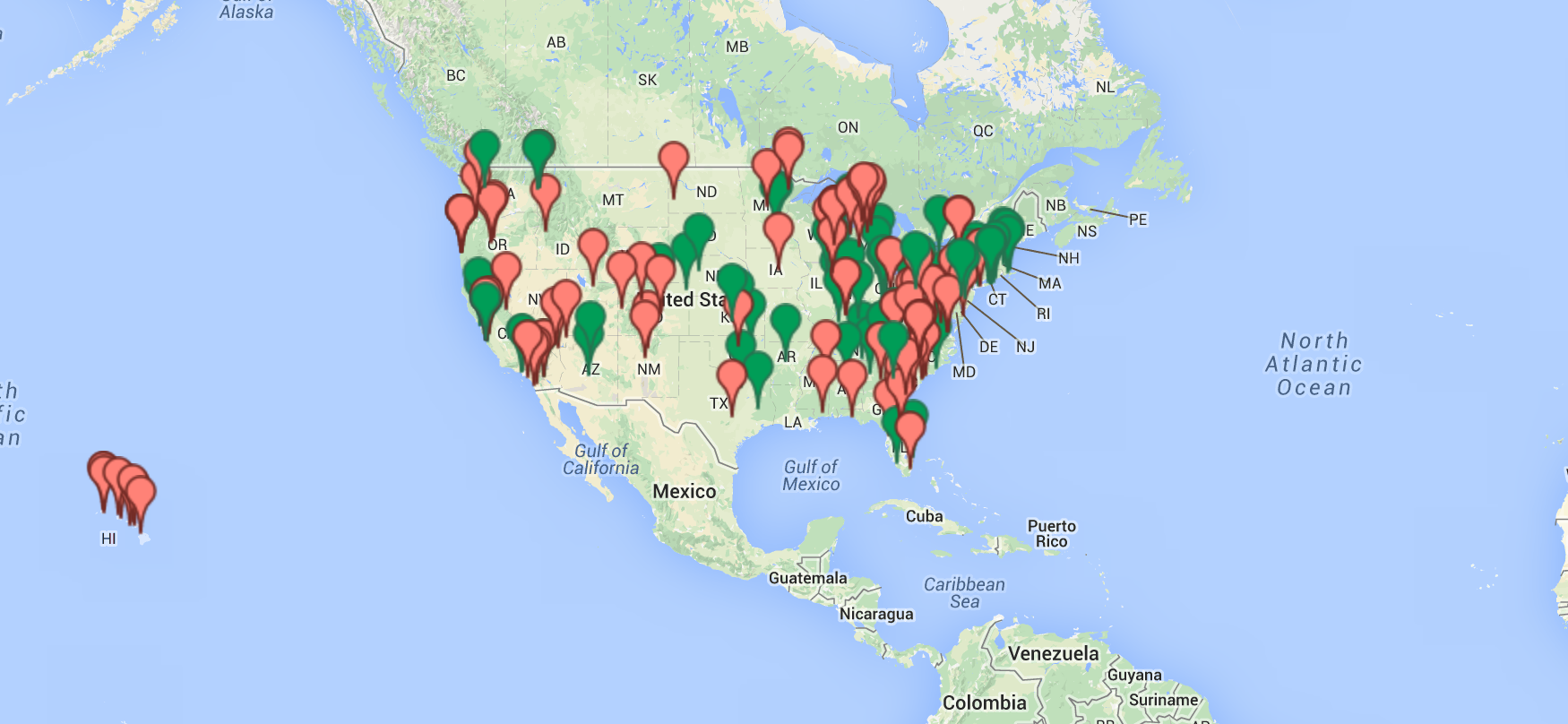 retort ventilation venstre Map of Top 100 Golf Courses in US -