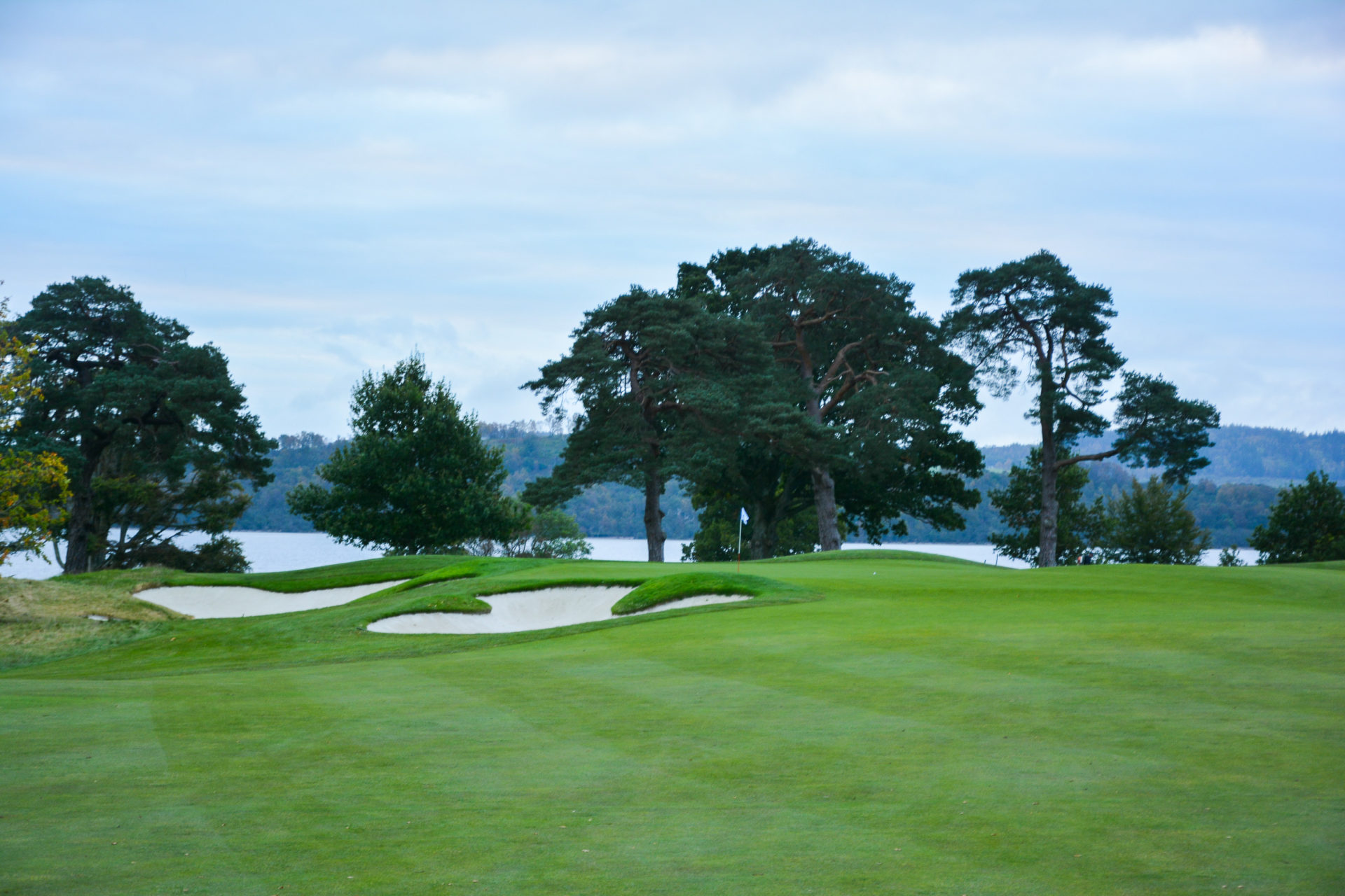 A look at the first Green at Loch Lomond Golf Club outside Glasgow, Scotland