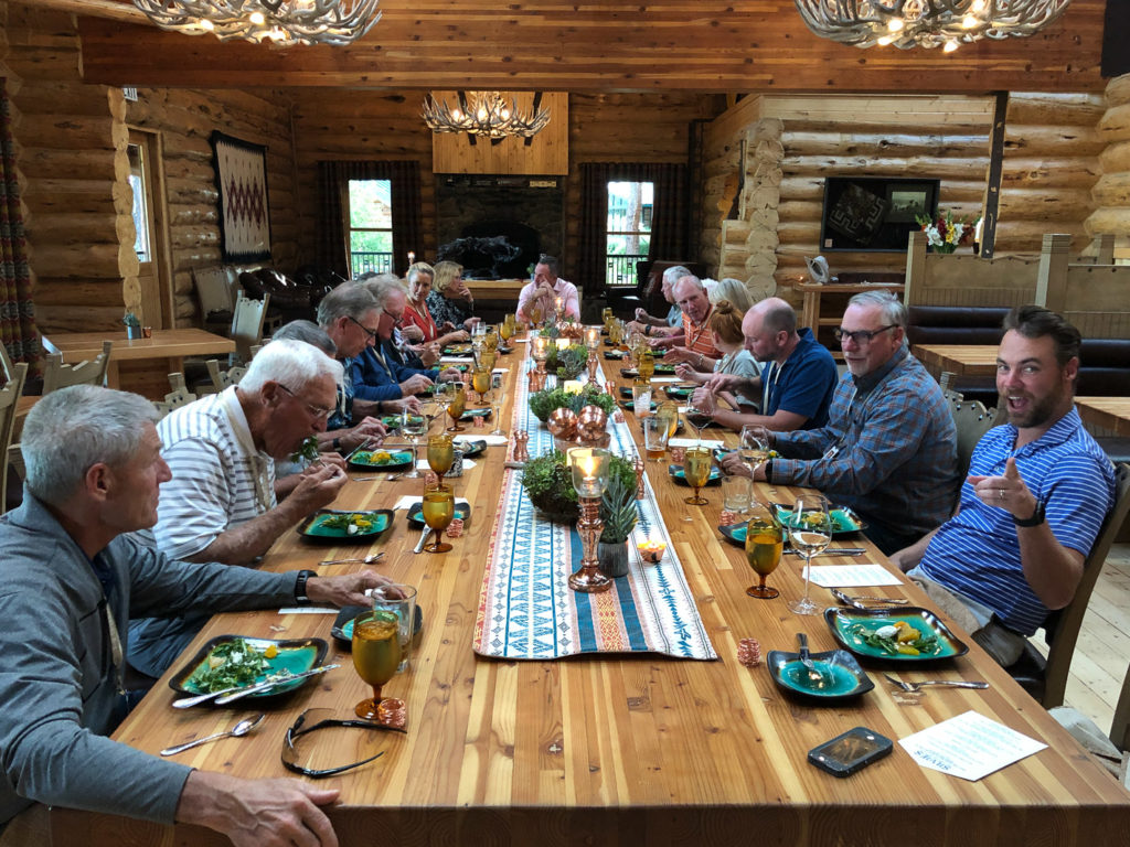 Communal dinner at the Lodge at Silvies Valley Ranch