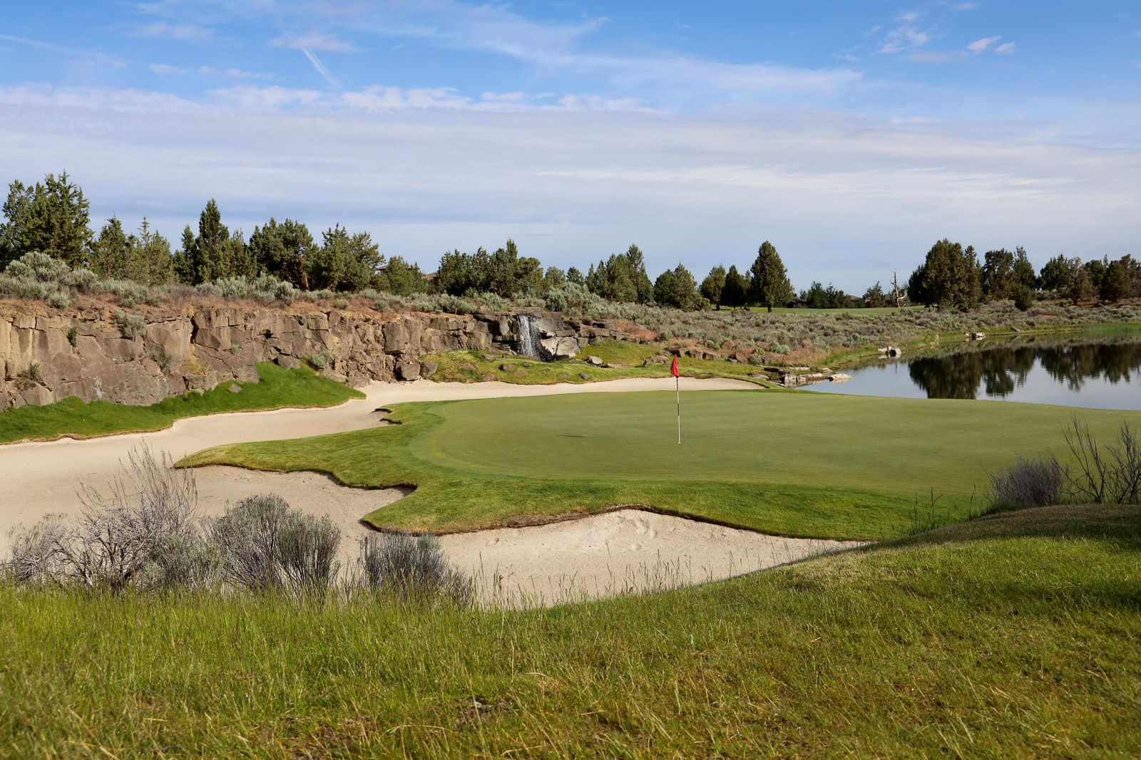 Looking back at the 13th green on the Nicklaus Course at Pronghorn