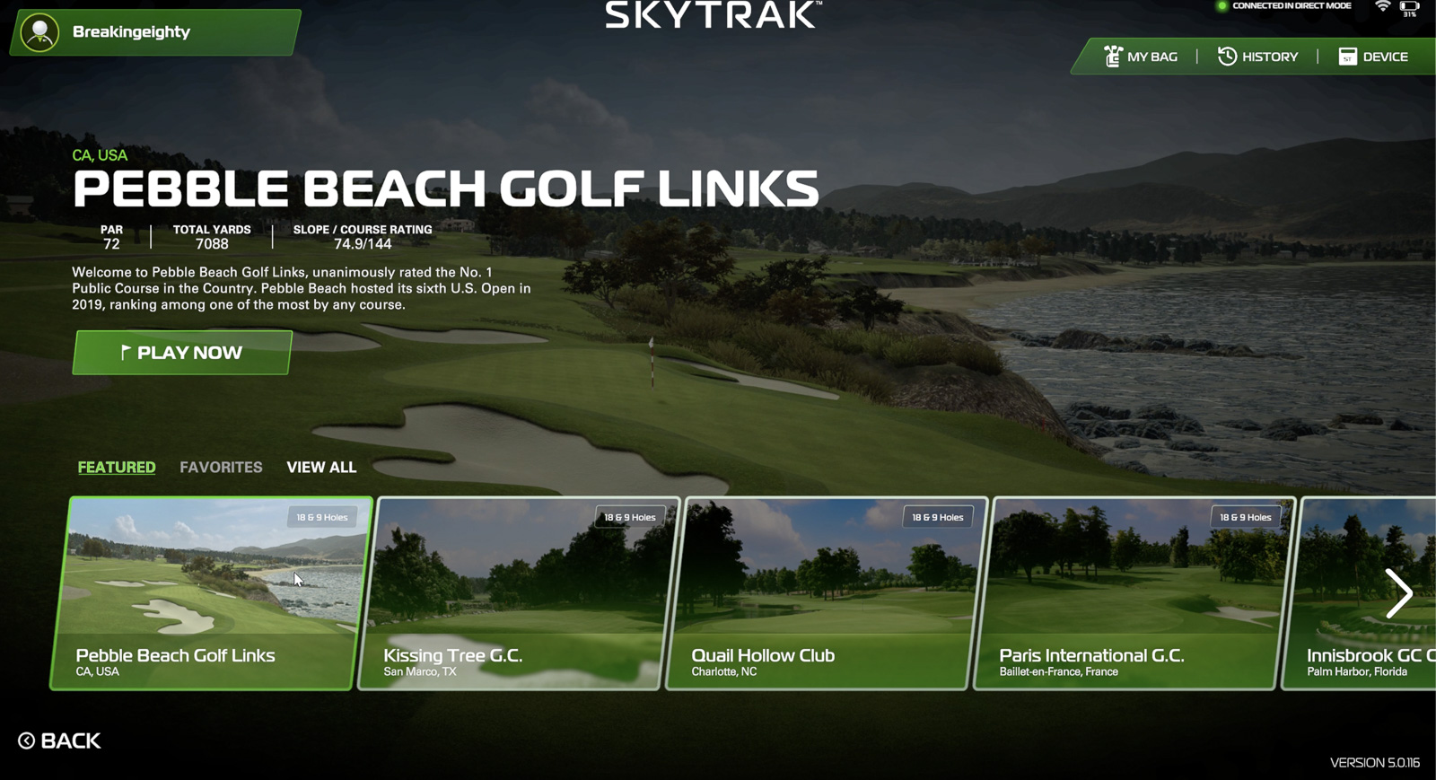 SkyTrak+ Pebble Beach