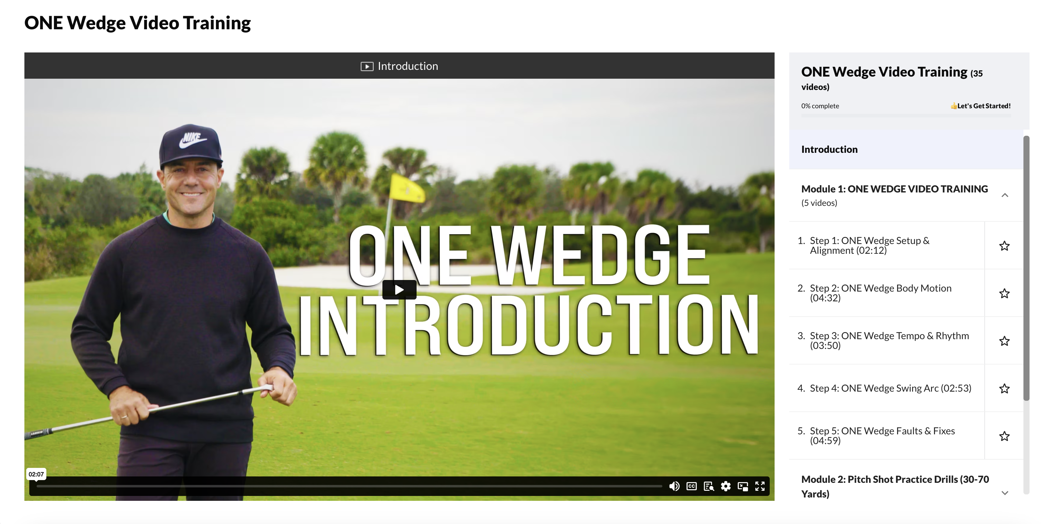 One Wedge Training Course